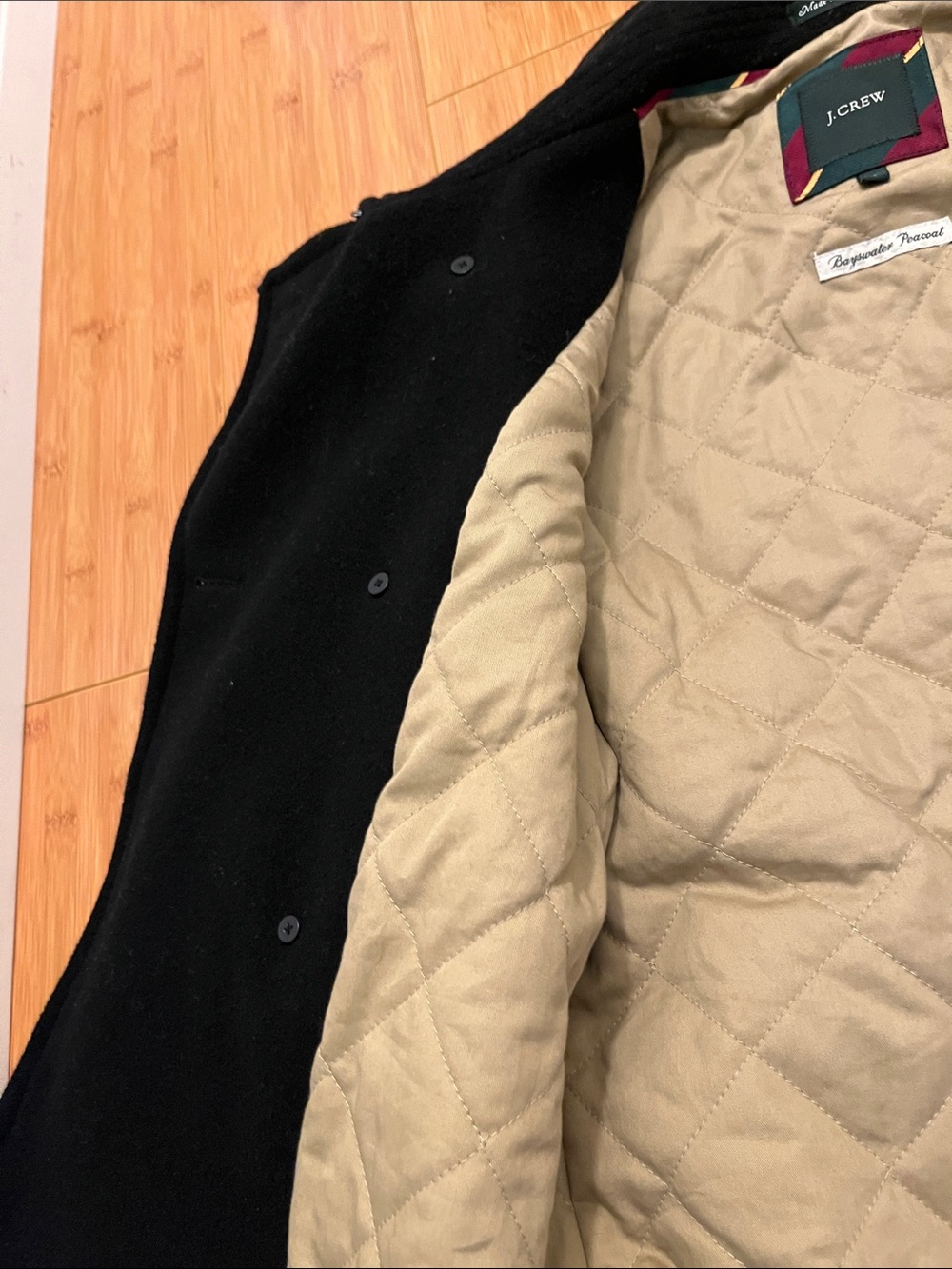 J. Crew Men’s Black Double-Breasted Wool Peacoat - Picture 7 of 16